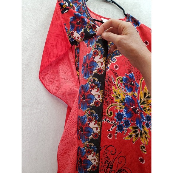 Gold Coast Cover Up Women's One Size Multi Floral Paisley Polyester Round Neck - Picture 8 of 8